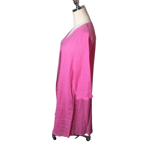 Click CMC Duster Women's Size Small Pink 100% Linen 1/2 Sleeve Color Me Cotton - Picture 4 of 6